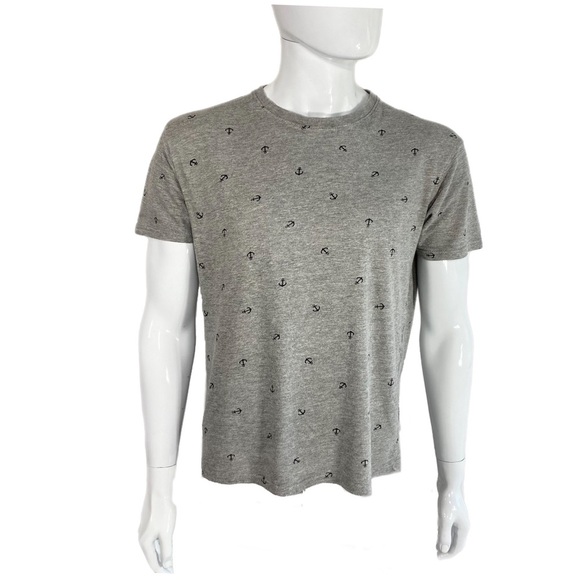 Ping Pong Pro Nautical Anchor Tiled Heather Gray Men’s Tee - Picture 1 of 6